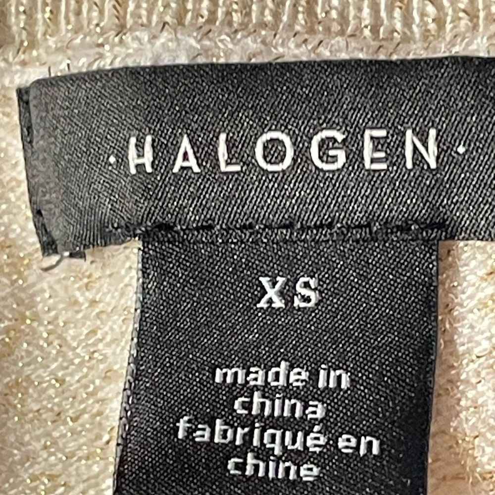 Halogen Crew Neck Sweater Cream Soft Gold Thread NWOT